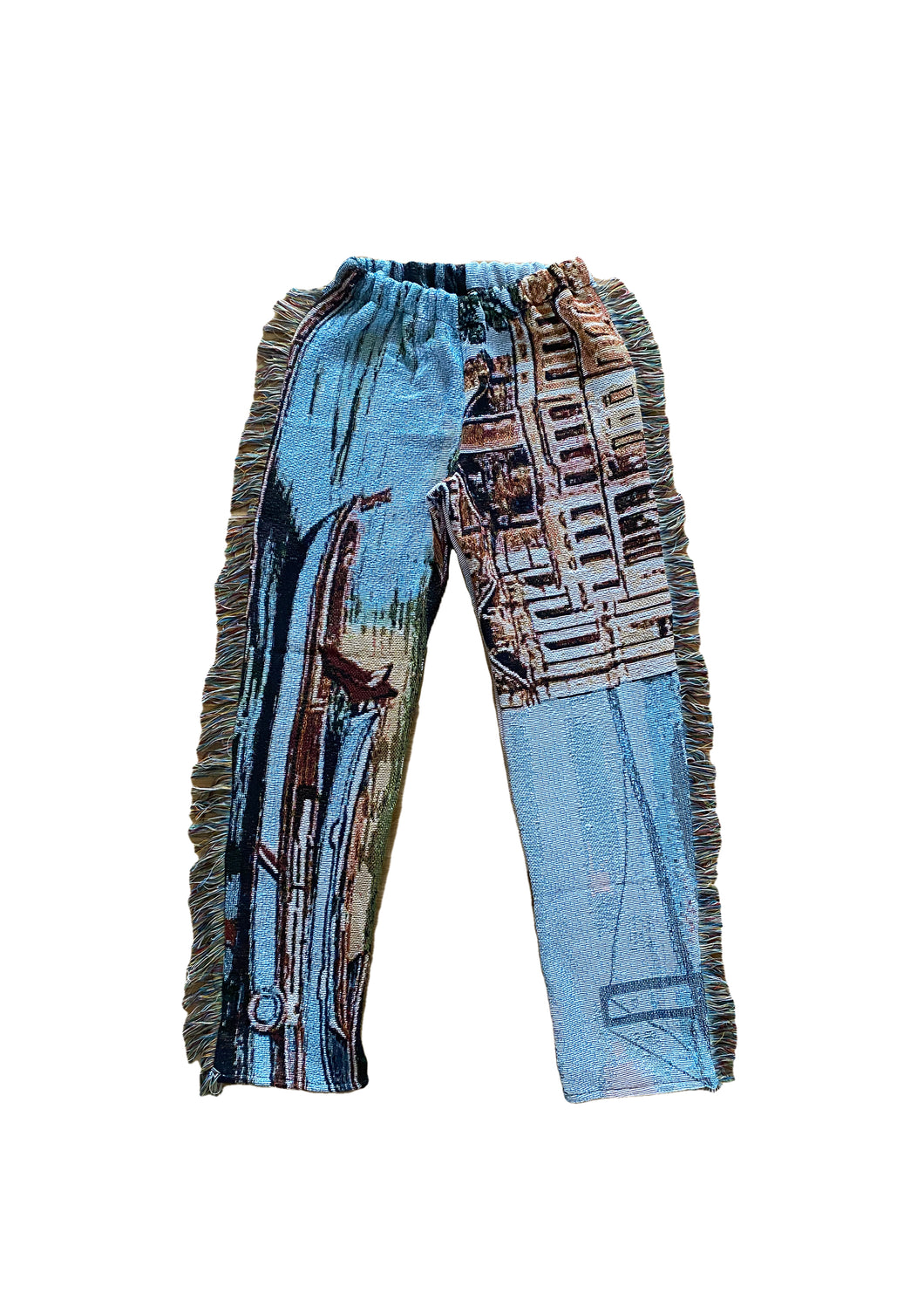 Blue tapestry blanket trousers